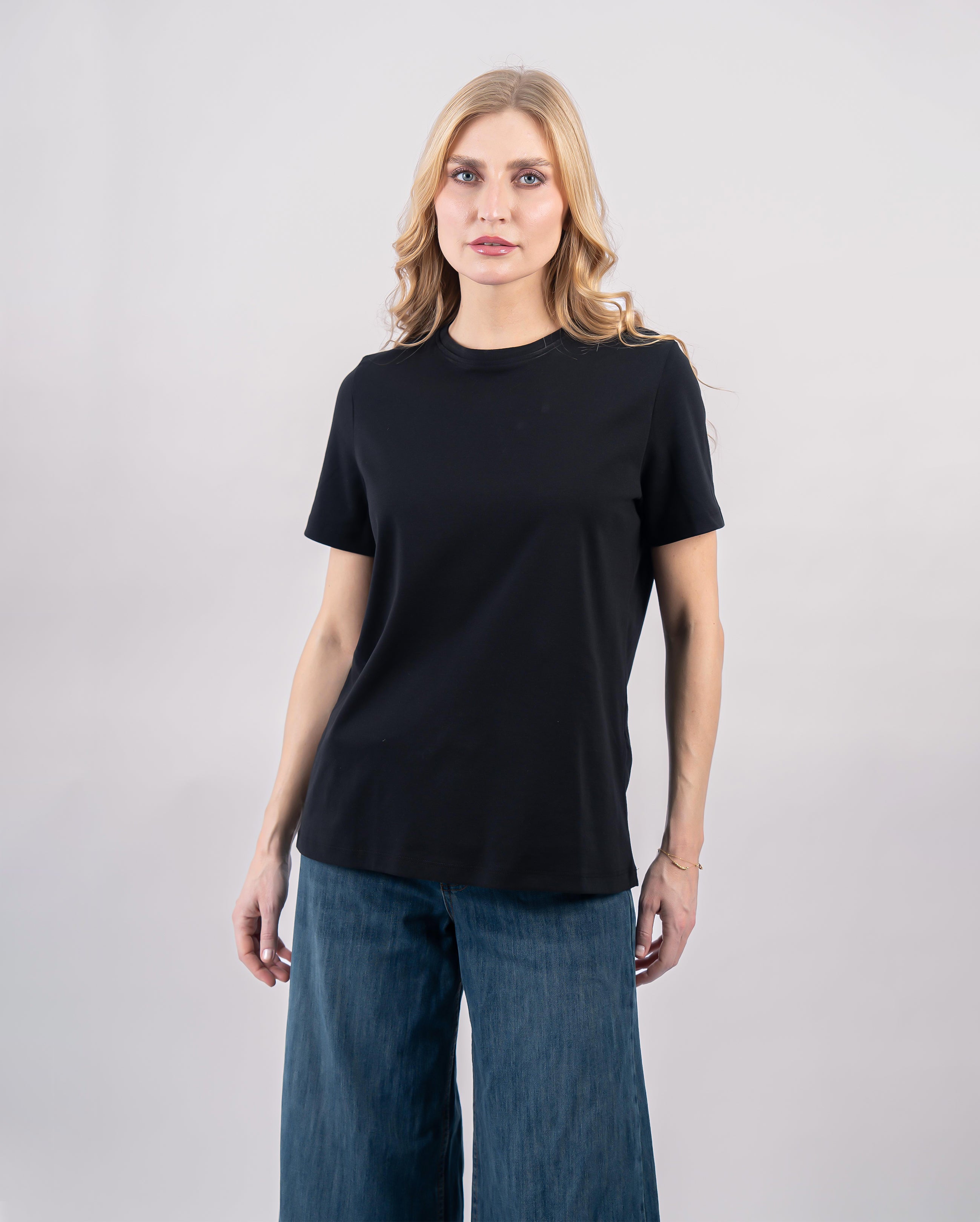 T-shirt en coton pour femme-Noir-face2