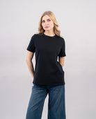 T-shirt en coton pour femme-Noir-face