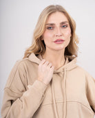 Sweat shirt en molleton oversize femme-Beige-détail