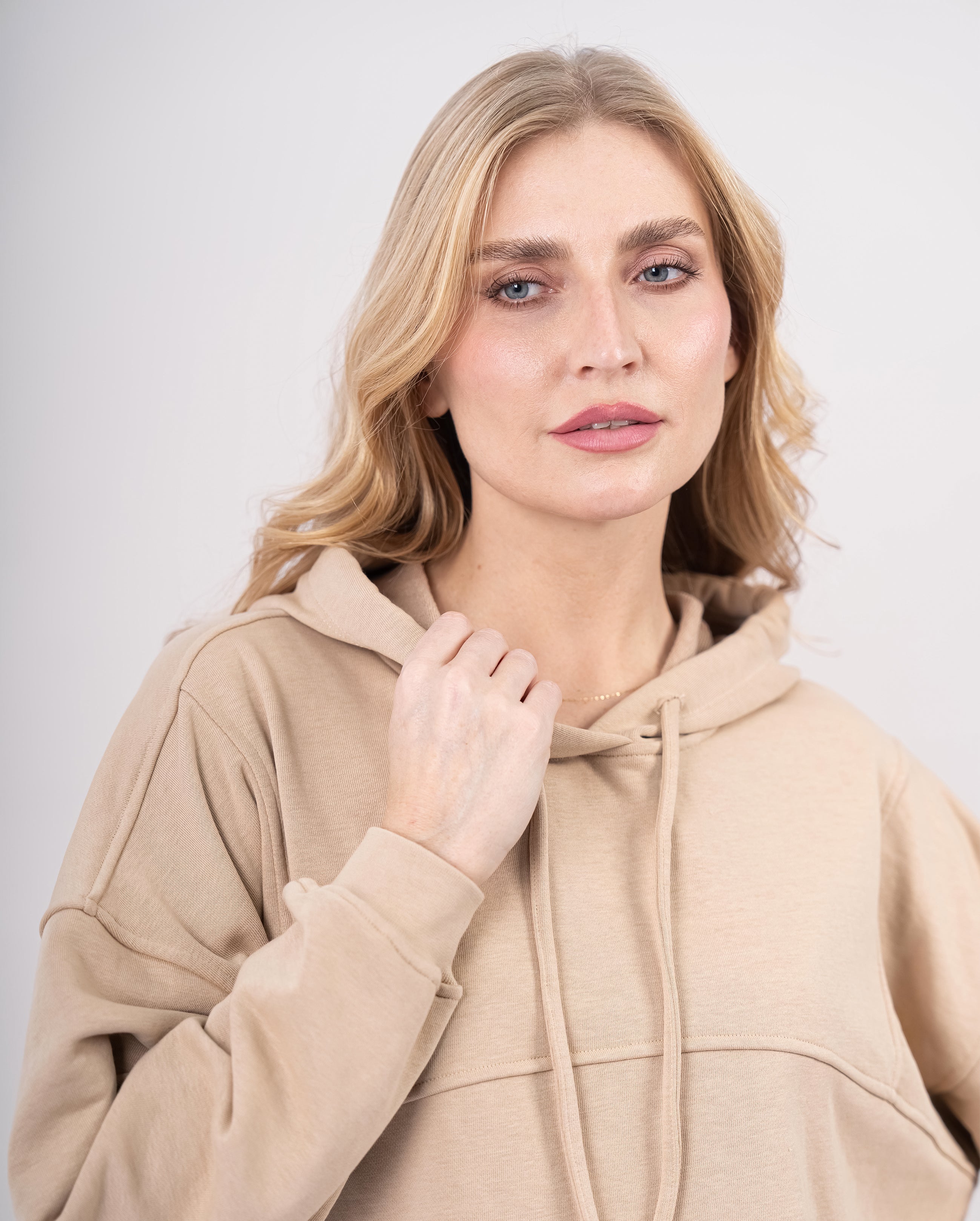 Sweat shirt en molleton oversize femme-Beige-détail