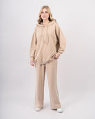 Sweat shirt en molleton oversize femme-Beige-face