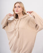 Sweat shirt en molleton oversize femme-Beige-cote