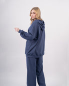 Sweat shirt en molleton oversize femme-Bleu-cote