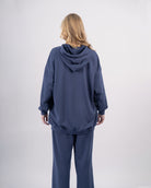 Sweat shirt en molleton oversize femme-Bleu-dos