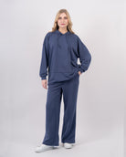 Sweat shirt en molleton oversize femme-Bleu-face