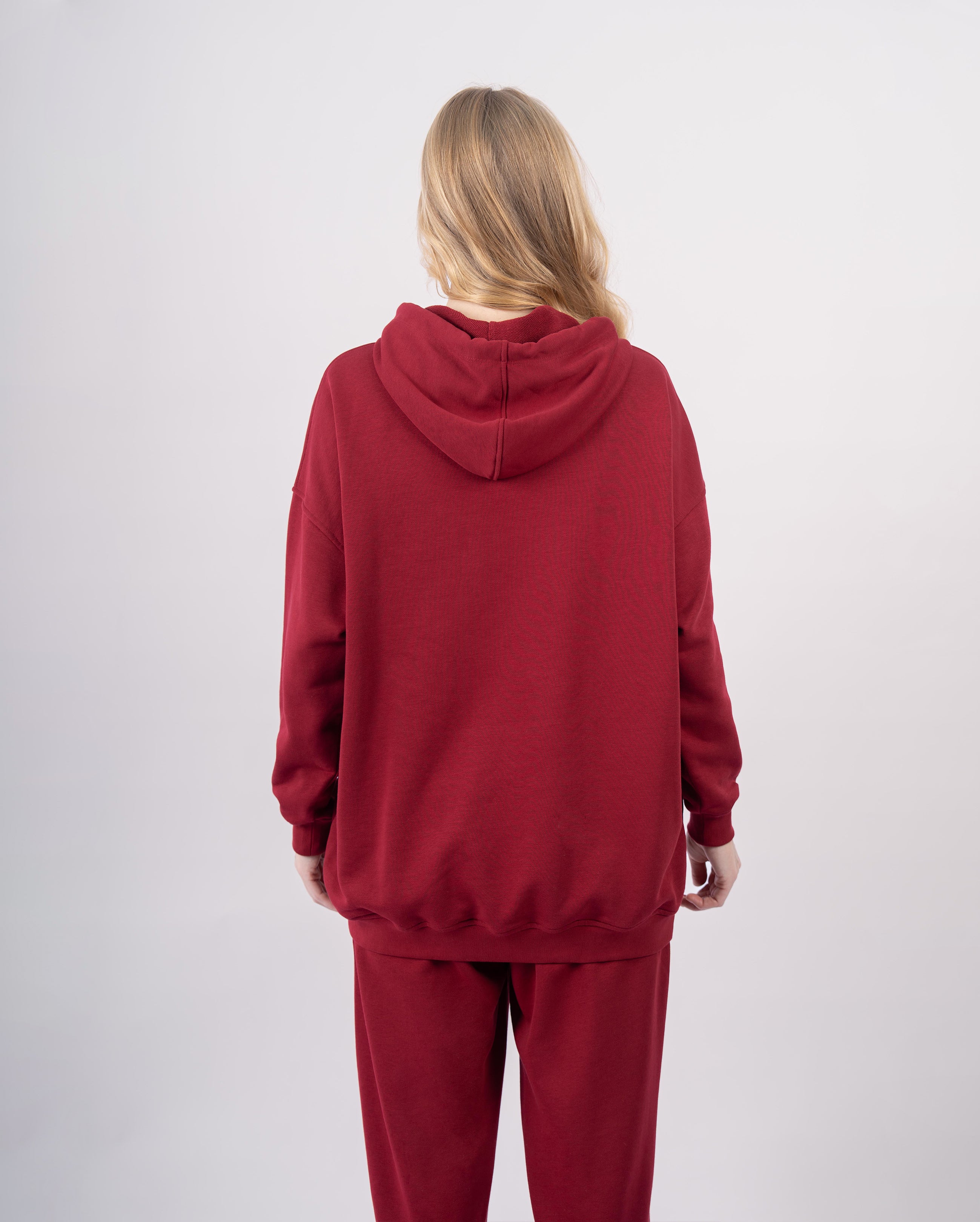 Sweat shirt en molleton oversize femme-Bordeaux-dos