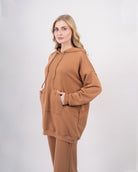 Sweat shirt en molleton oversize femme-Camel-cote 