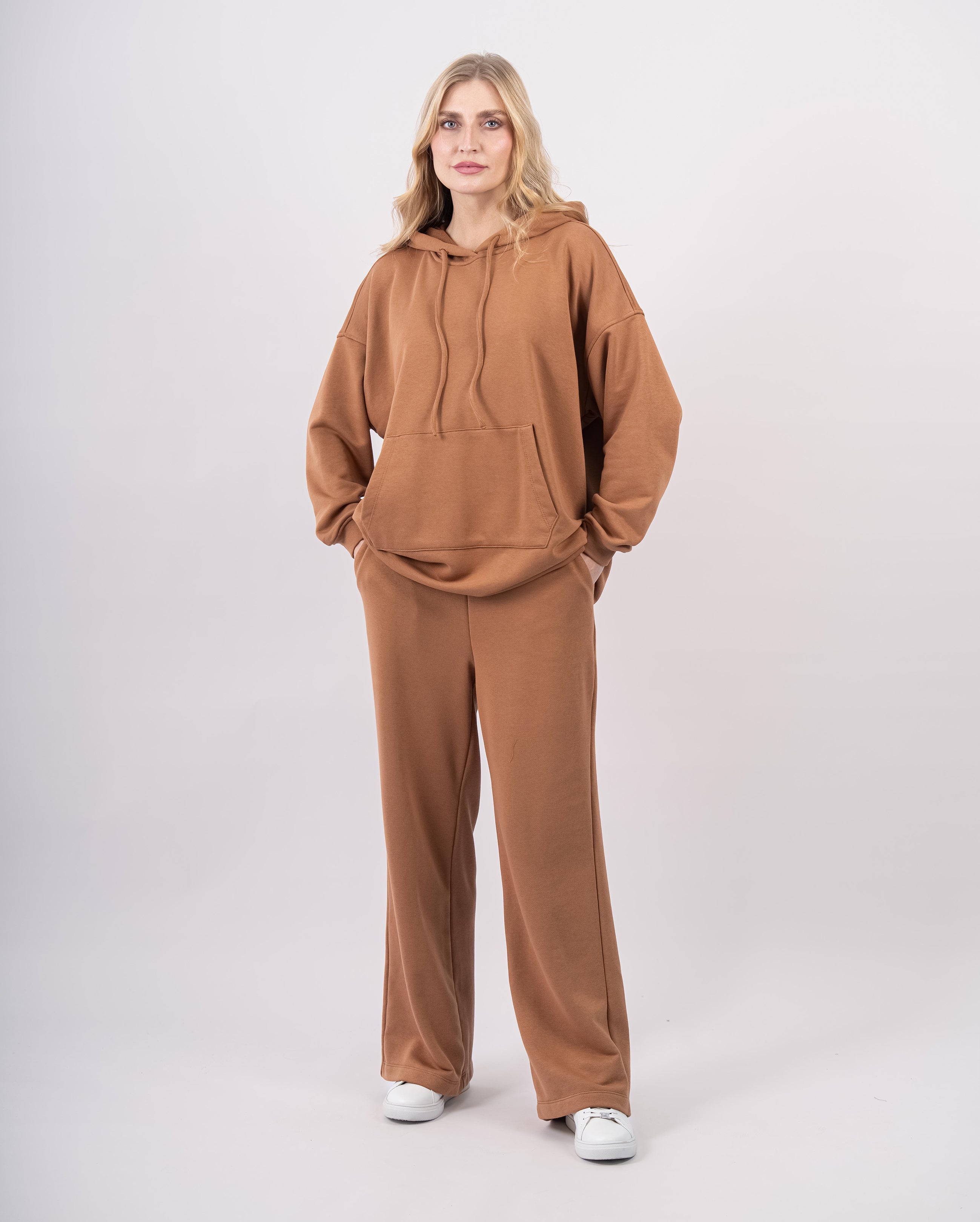 Sweat shirt en molleton oversize femme-Camel-face