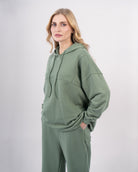 Sweat shirt en molleton oversize femme-Kaki-cote