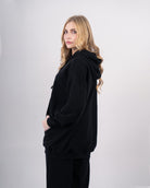 Sweat shirt en molleton oversize femme-Noir-cote