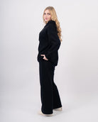 Sweat shirt en molleton oversize femme-Noir-cote2