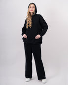 Sweat shirt en molleton oversize femme-Noir-face