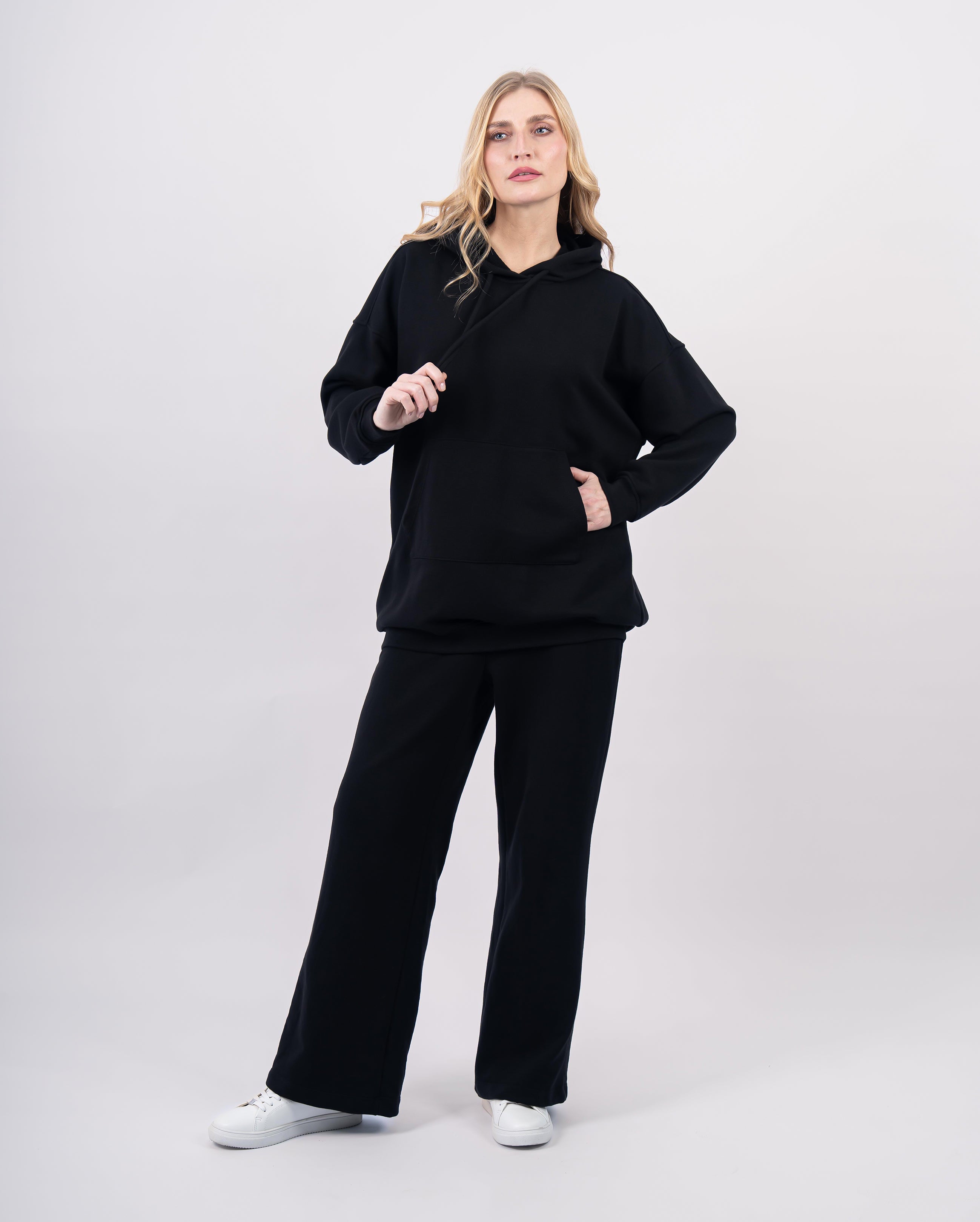 Sweat shirt en molleton oversize femme-Noir-detail