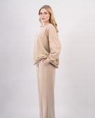 Sweatshirt col rond en molleton-Beige-cote