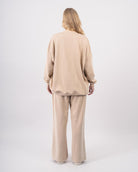 Sweatshirt col rond en molleton-Beige-dos