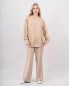 Sweatshirt col rond en molleton-Beige-face