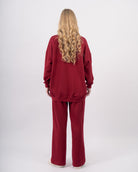 Sweatshirt col rond en molleton-Bordeaux-dos