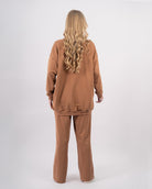 Sweatshirt col rond en molleton-Camel-dos