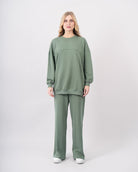 Sweatshirt col rond en molleton-Kaki-face