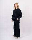 Sweatshirt col rond en molleton-Noir-cote