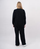 Sweatshirt col rond en molleton-Noir-dos