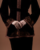 Tunique jabador en velours brodée avec ceinture pour femme – RAZANA