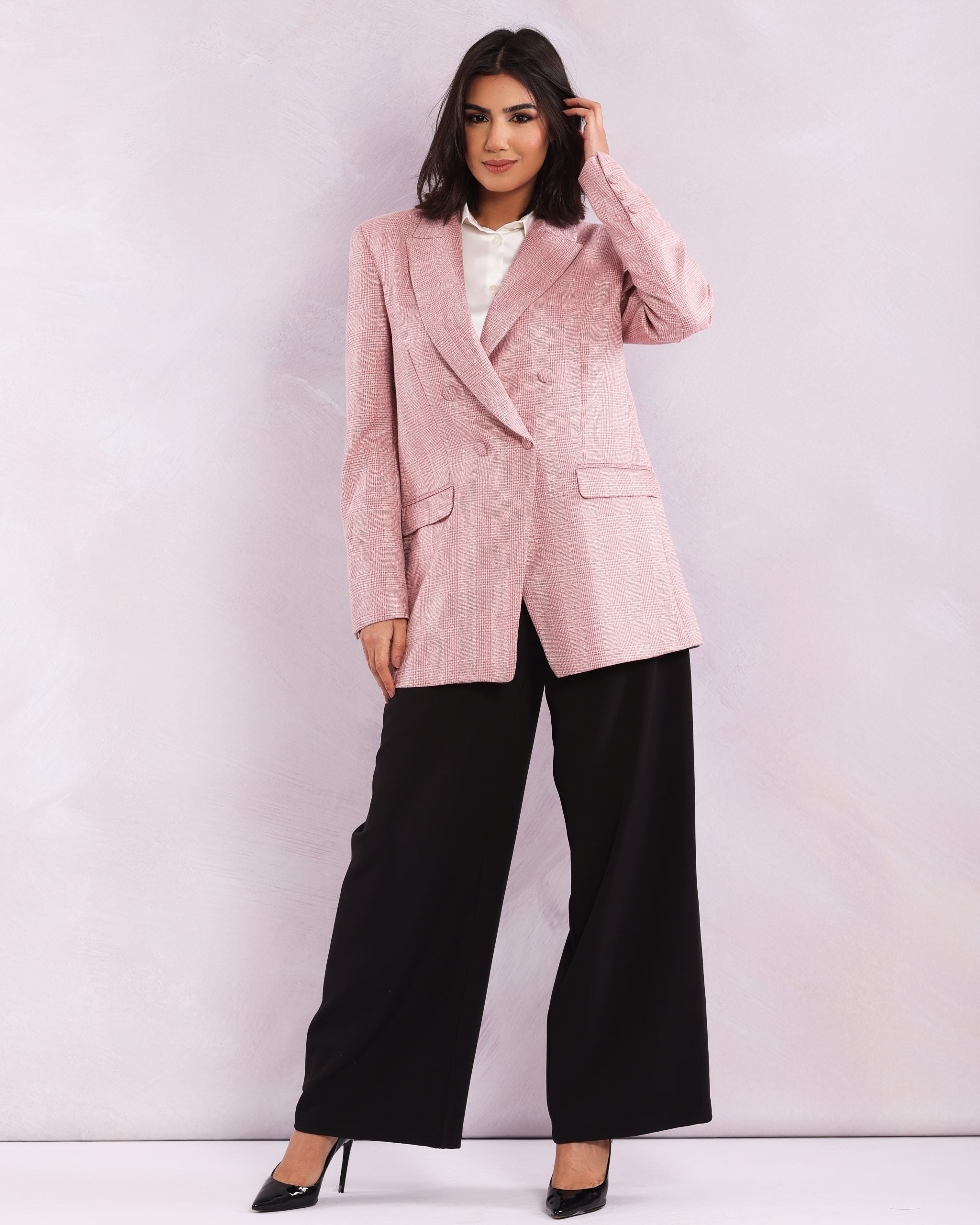 Blazer croisé à carreaux