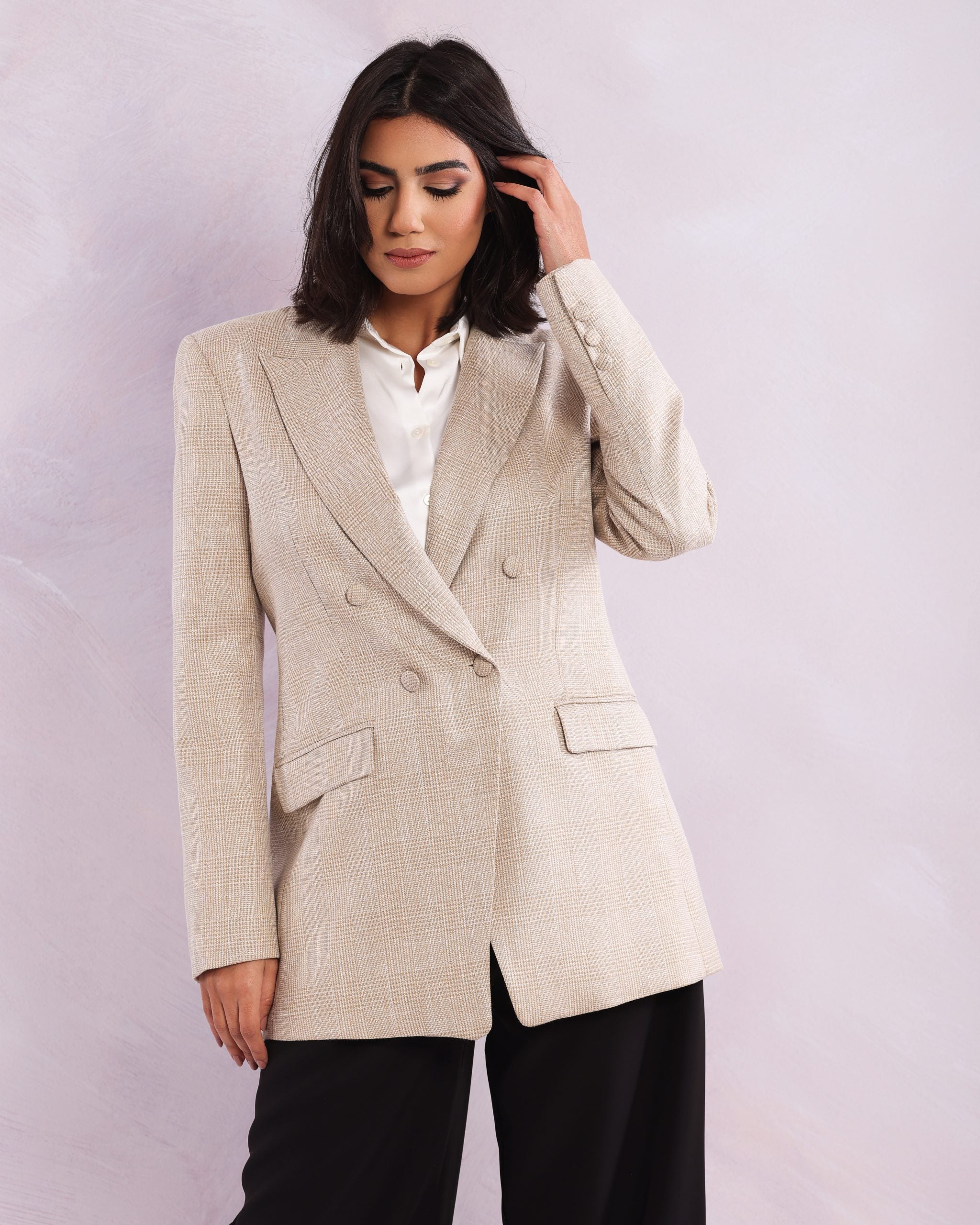 Blazer croisé à carreaux